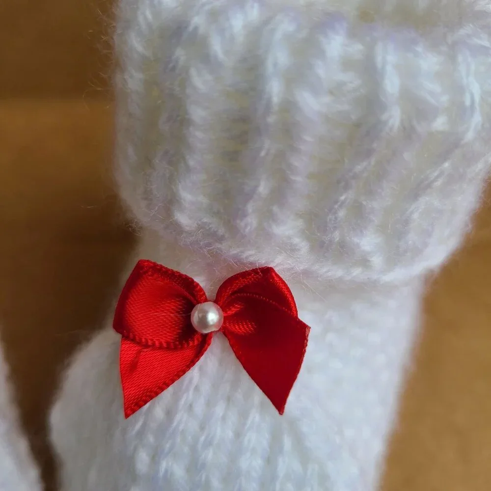 Cute Baby Booties Knit Baby Boots Baby Shower Booties White Size 0-3 Months